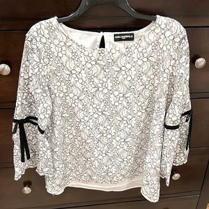 Karl Lagerfeld white & black lace blouse
